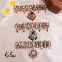 Elegant Premium Victorian Mossanaite Chocker with Earrings & Maang Tikka NC1793 (Available in 3 Colours)