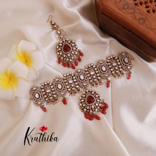 Elegant Premium Victorian Mossanaite Chocker with Earrings & Maang Tikka NC1793 (Available in 3 Colours)