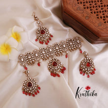 Elegant Premium Victorian Mossanaite Chocker with Earrings & Maang Tikka NC1793 (Available in 3 Colours)