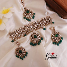 Elegant Premium Victorian Mossanaite Chocker with Earrings & Maang Tikka NC1793 (Available in 3 Colours)