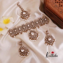 Elegant Premium Victorian Mossanaite Chocker with Earrings & Maang Tikka NC1793 (Available in 3 Colours)