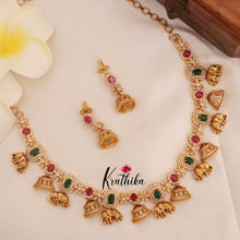 Beautiful CZ Elephants & jhumkas design necklace NC1777