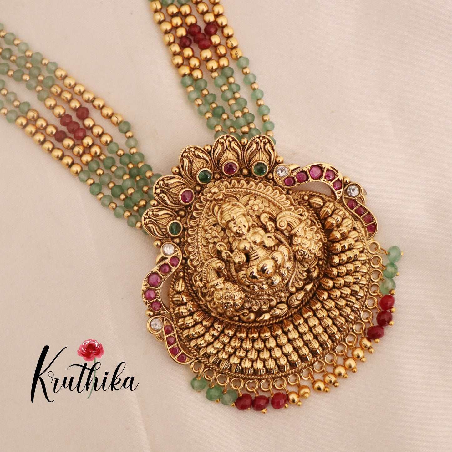 Green Beads Lakshmi Haaram LH578