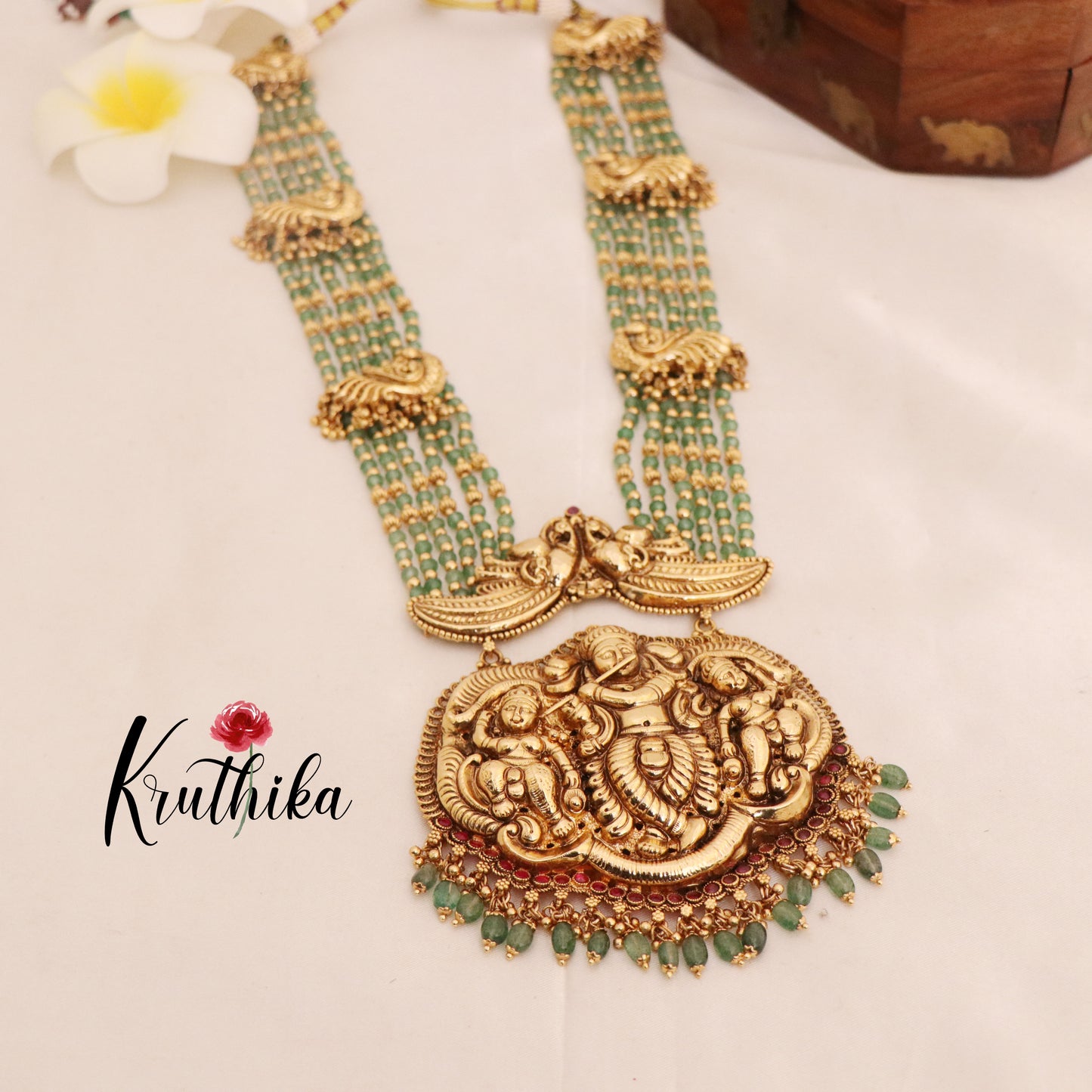 Premium Beads Temple Krishna Haaram LH582