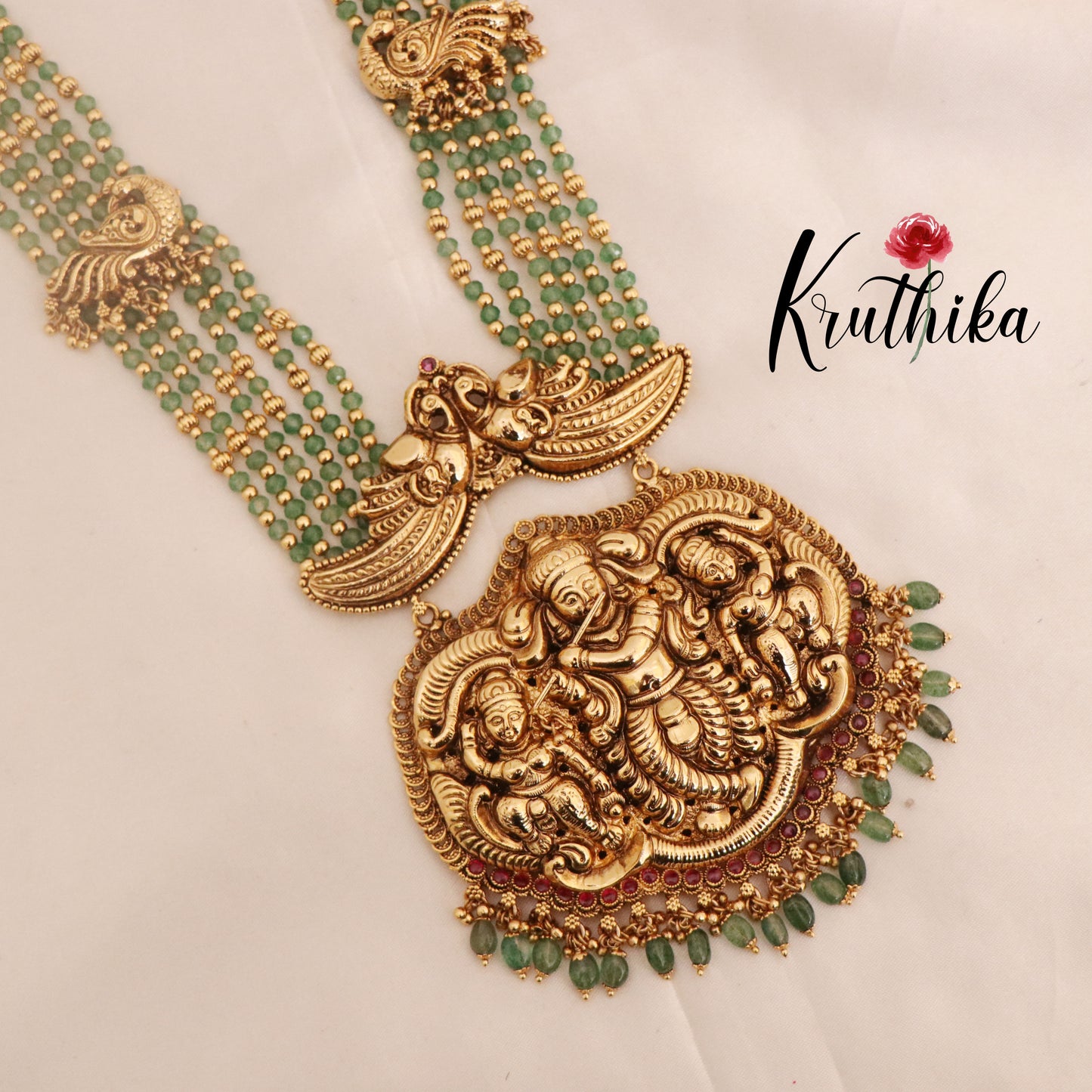 Premium Beads Temple Krishna Haaram LH582