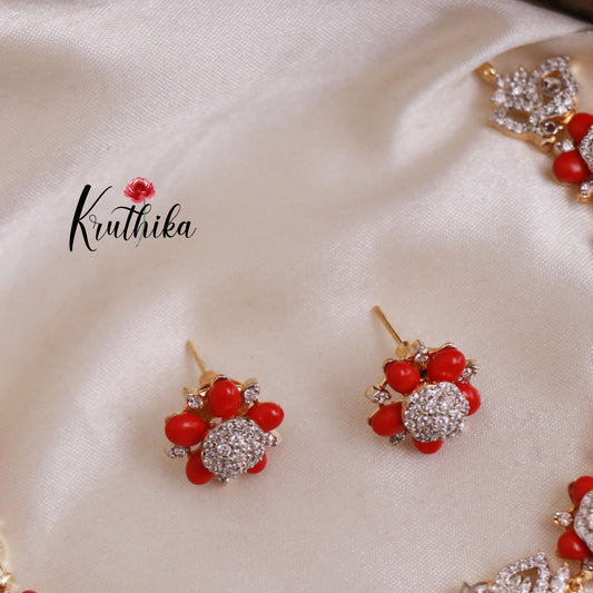Trendy Premium Coral Stone Peacock Necklace NC1788