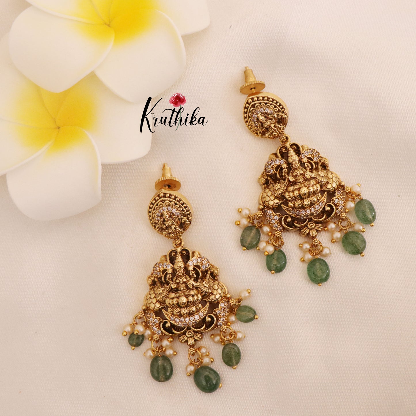 Green Beads Temple Lakshmi Haaram LH610