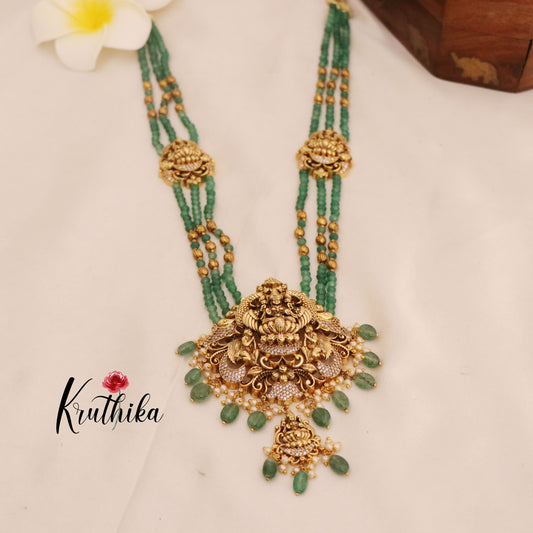 Green Beads Temple Lakshmi Haaram LH610