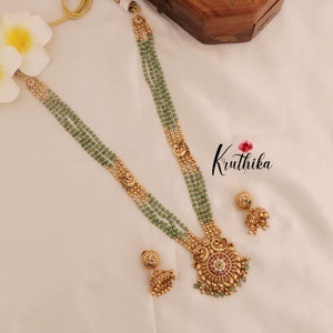 Simple Green beaded kemp haaram LH813