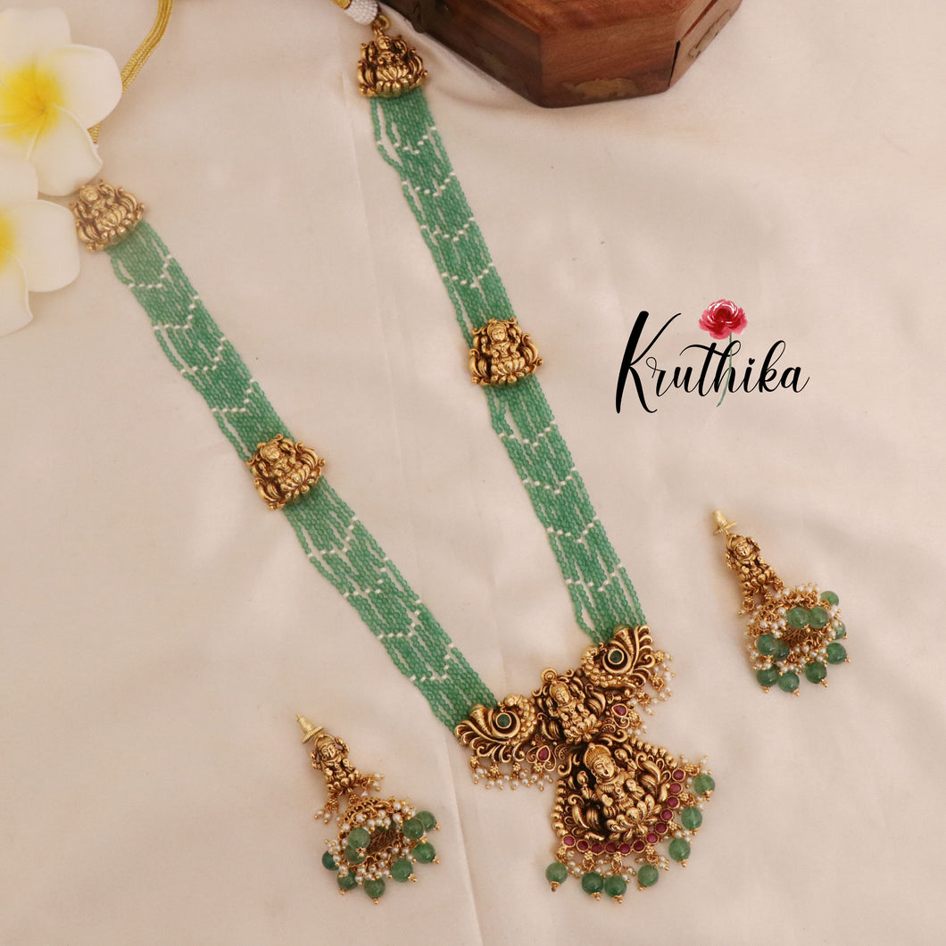 Premium Lakshmi green beads Haaram LH623