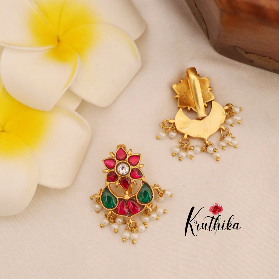 Beautiful floral Jadau Earcuffs | upper earrings | Bugadi Earrings E430