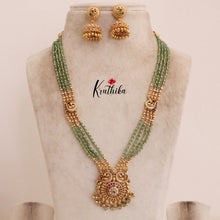 Simple Green beaded kemp haaram LH813