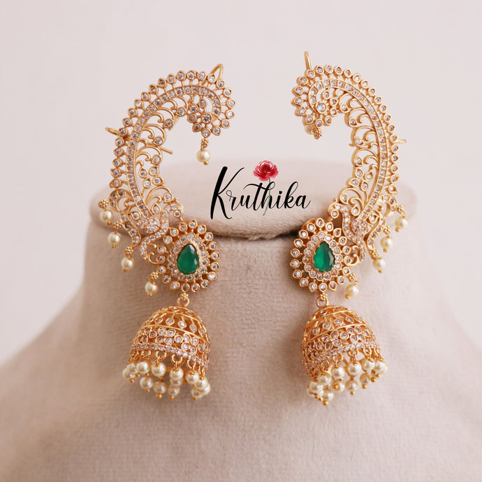 Trendy AD/CZ Peacock Ear Cuffs E453