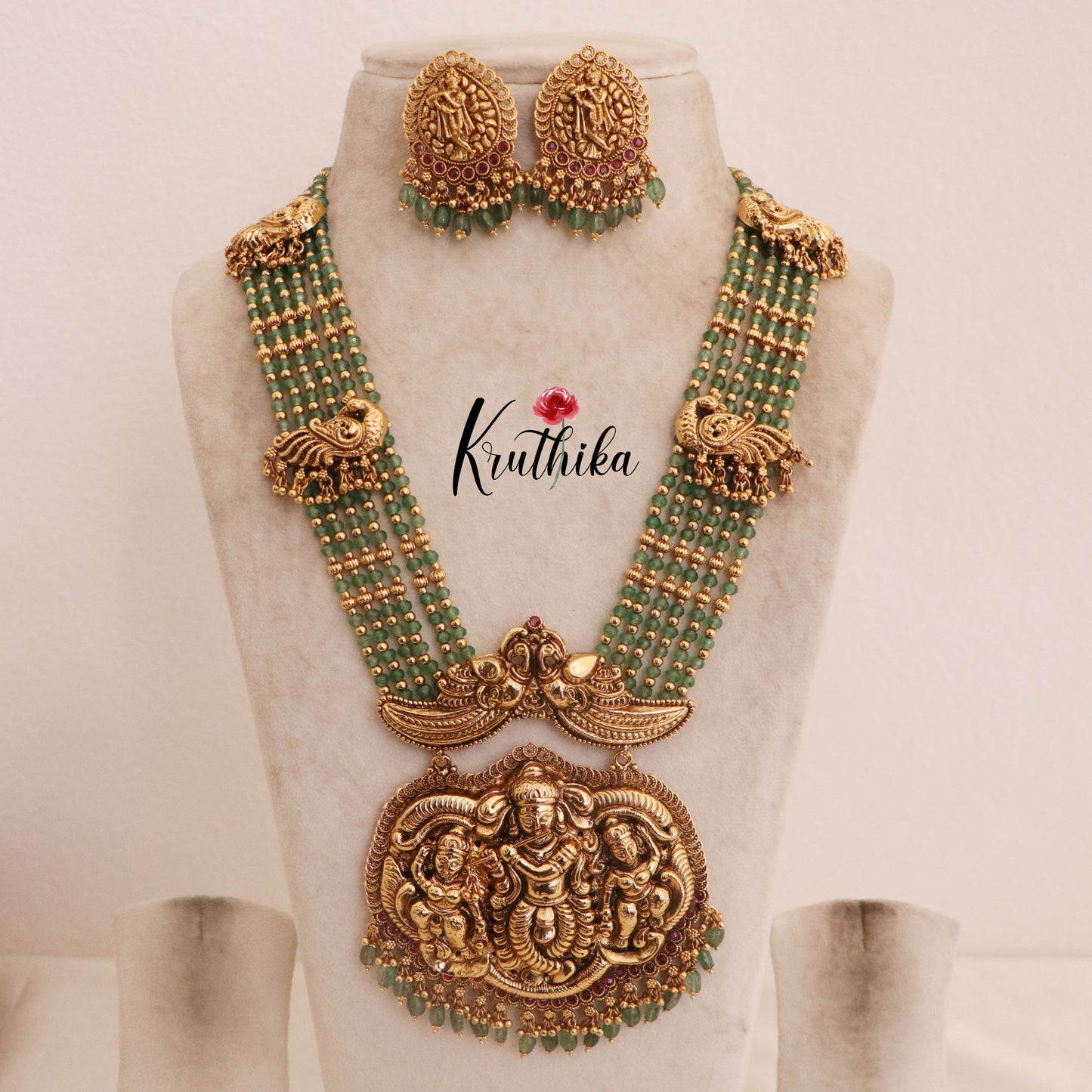 Premium Beads Temple Krishna Haaram LH582