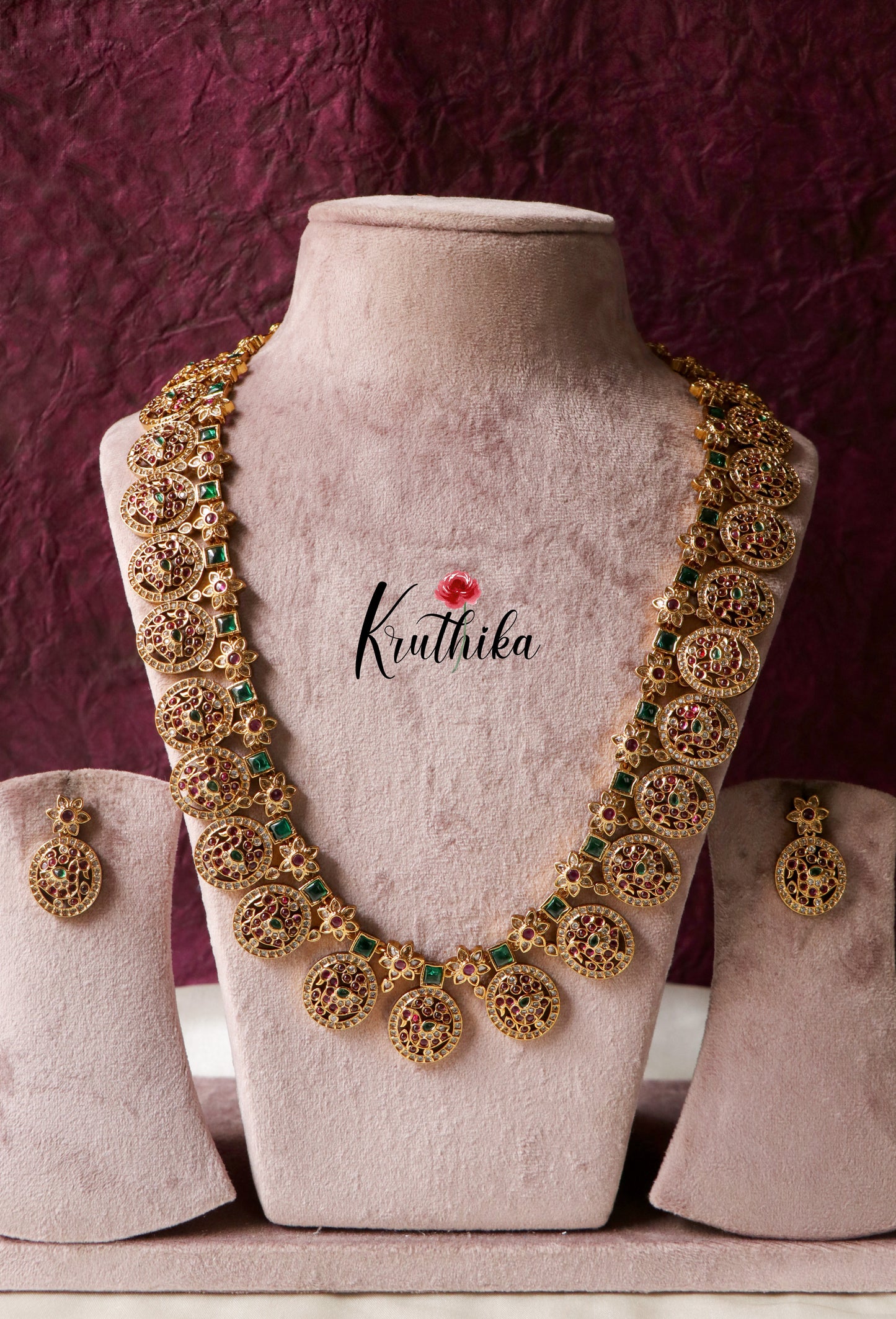 Premium Kempu Coin Haaram (Bottu maala)  LH590