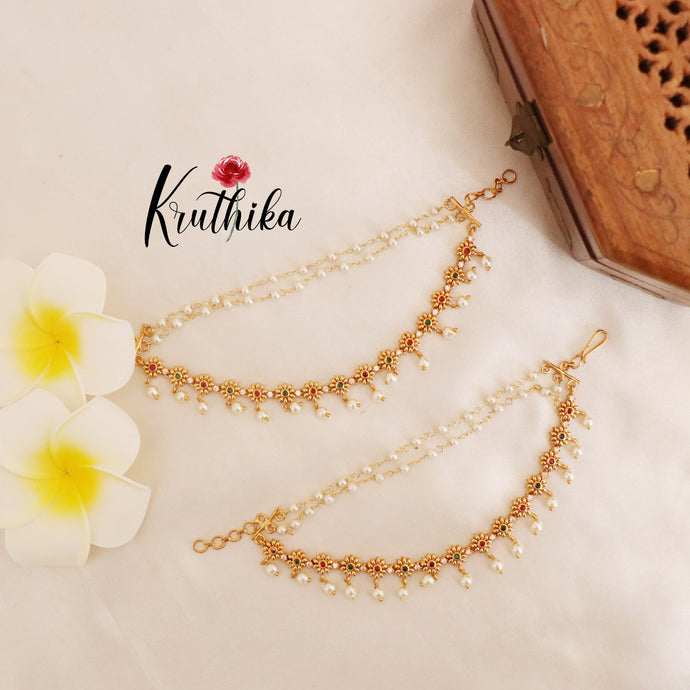 Pretty multi stone Flower style earchain EC68