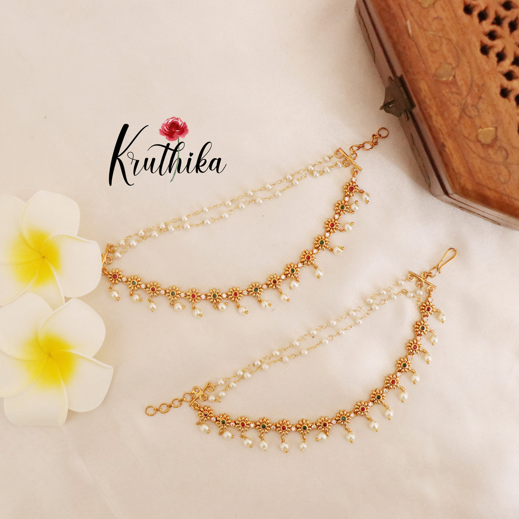 Pretty multi stone Flower style earchain EC68