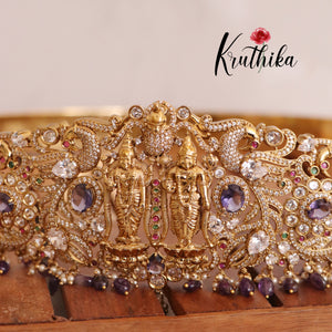 Premium Temple purple beads Hip belt vaddanam V212