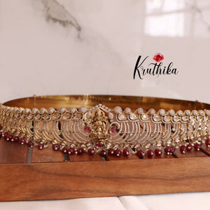 Beautiful victorian CZ temple ruby beads Hip belt vaddanam V214