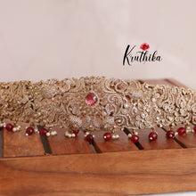 Elegant victorian CZ  ruby beads Hip belt vaddanam V215