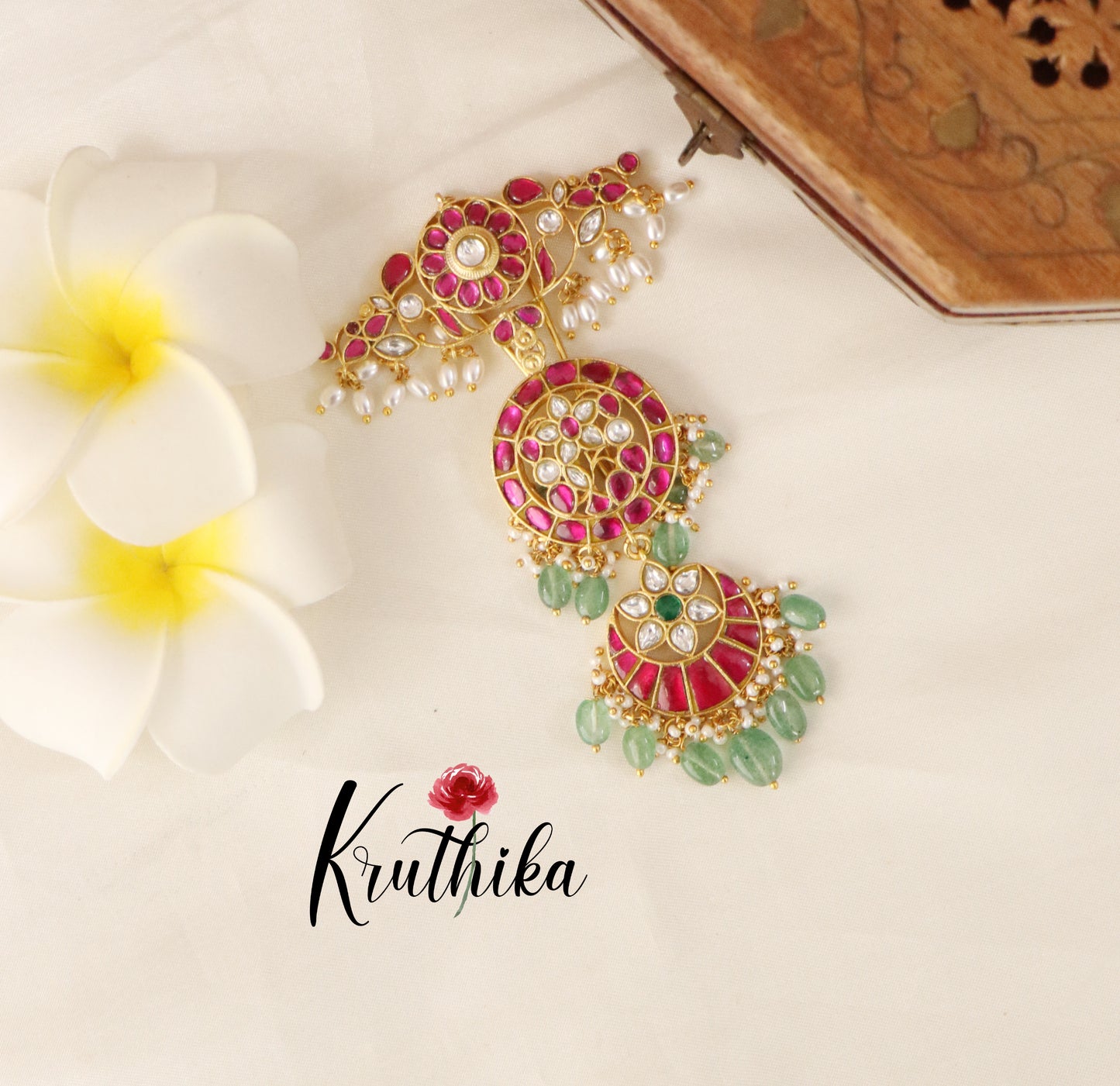 Premium Jadau Jada Billa with pastel beads J58