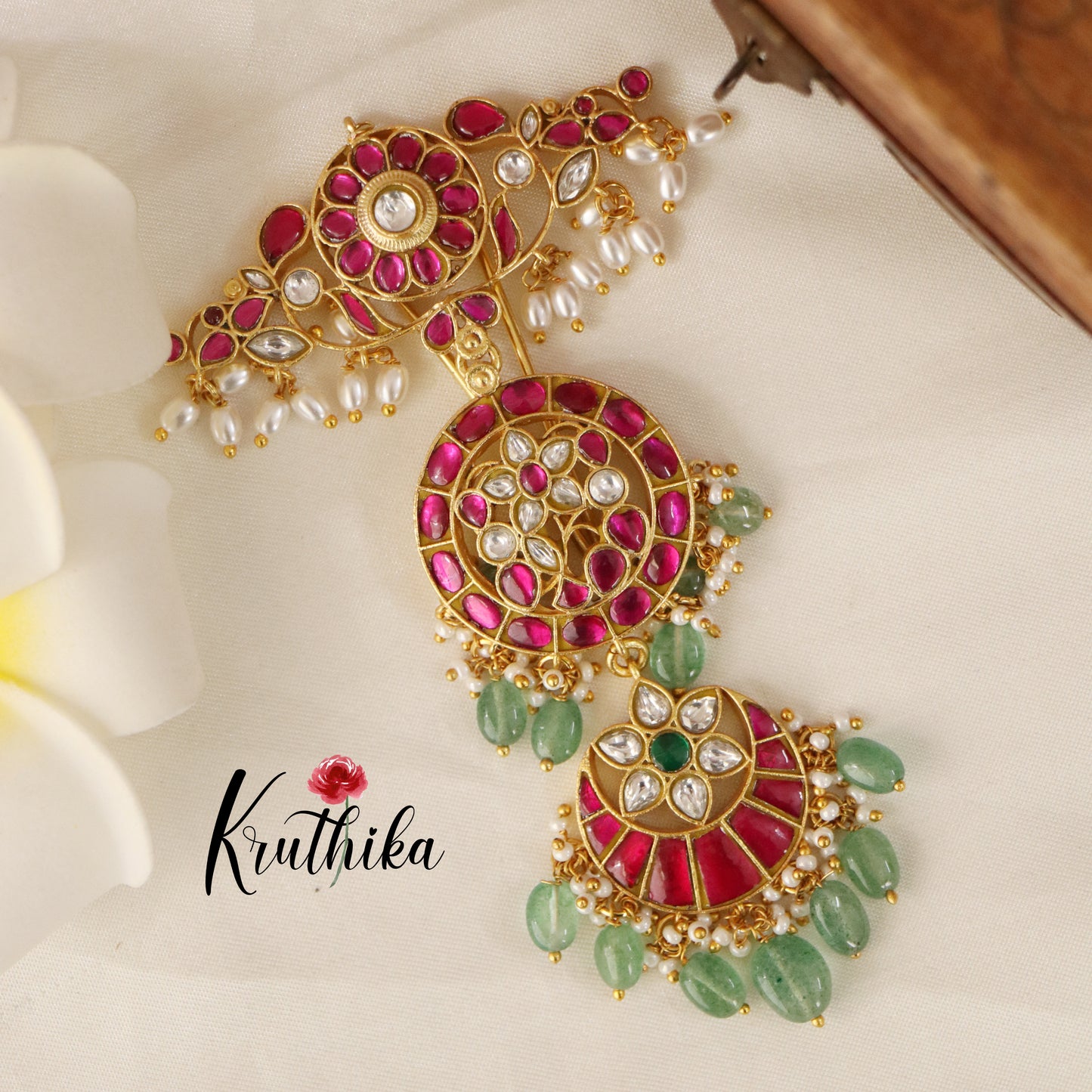 Premium Jadau Jada Billa with pastel beads J58