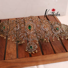 Exquisite victorian cutwork cz emerald Hip belt vaddanam V225