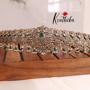 Beautiful victorian peacock cz emerald Hip belt vaddanam V226