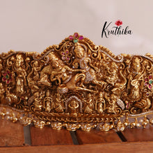 Intricate Temple kemp golden beads pearl drops Hip belt vaddanam V234