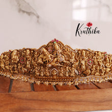 Intricate Temple kemp golden beads pearl drops Hip belt vaddanam V234