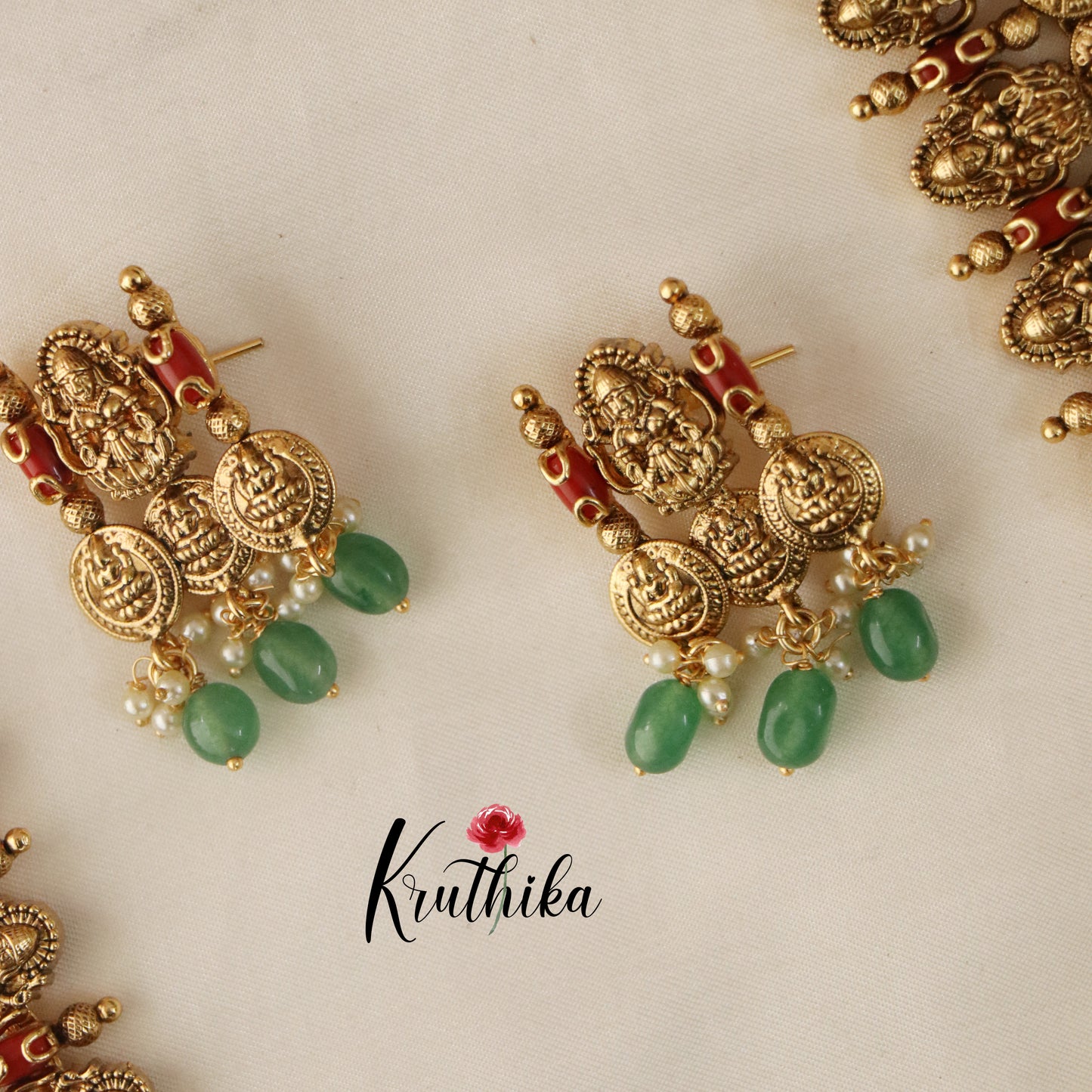 Beautiful Kasu Lakshmi Coral haaram LH762  (Available in two colors)