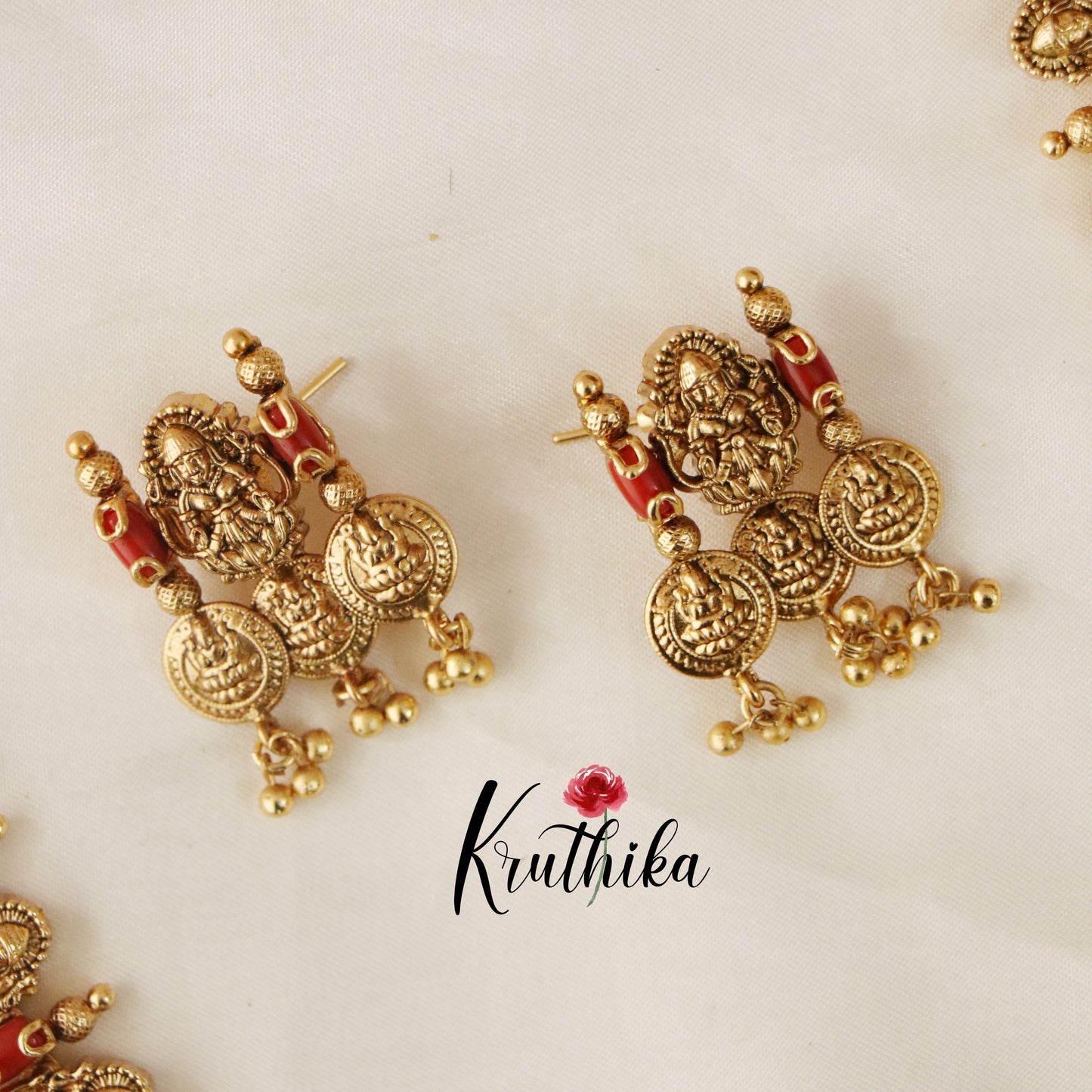 Beautiful Kasu Lakshmi Coral haaram LH762  (Available in two colors)