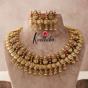 Beautiful Kasu Lakshmi Coral necklace NC1520 (Available in two colors)