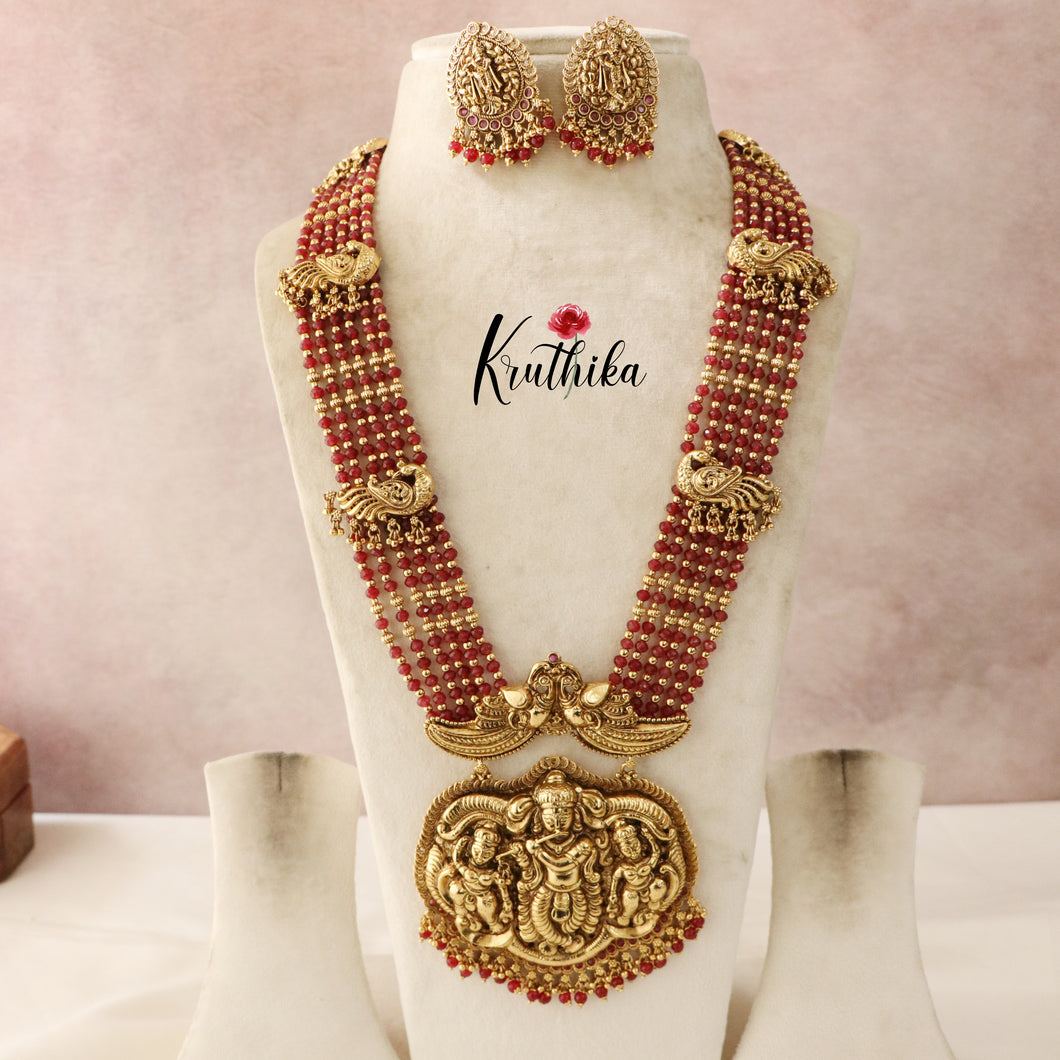 Grand Krishna Beads Haaram LH760 (Available in 3 Colours)