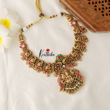 Elegant Premium Polish Lakshmi Peacock Jadau Necklace-Golden Beads NC1427