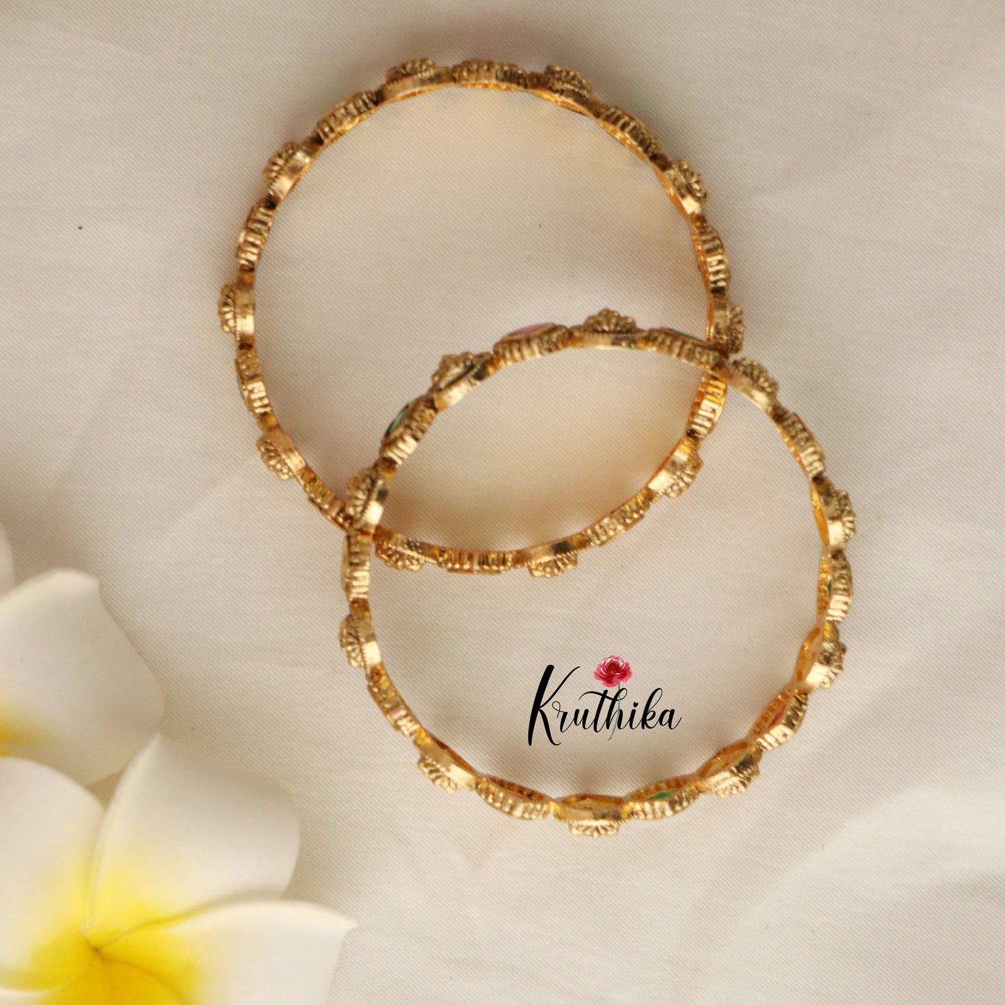 Pretty multi stone Lakshmi Bangles B155