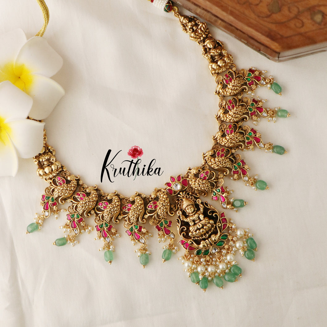 Premium Elegant Lakshmi Peacock Jadau Necklace NC1430