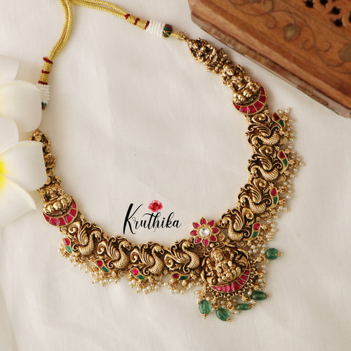 Premium Elegant Lakshmi Peacock Jadau Necklace ( Available in 2 colours) NC1429