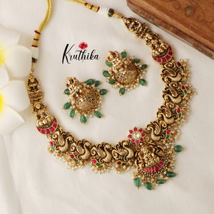 Premium Elegant Lakshmi Peacock Jadau Necklace ( Available in 2 colours) NC1429