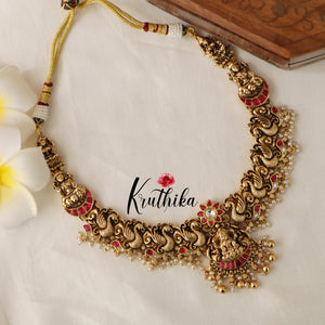 Premium Elegant Lakshmi Peacock Jadau Necklace ( Available in 2 colours) NC1429