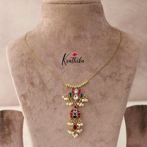 Jadau lotus Pendant Invisible chain NC1532 (three color options)