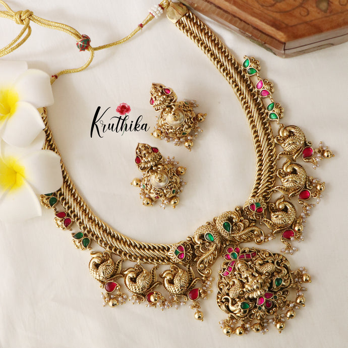 Premium Lakshmi Peacock Jadau Necklace NC1477