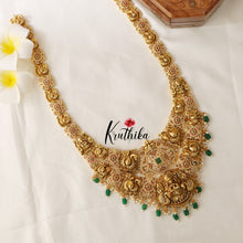 Intricate AD Lakshmi green beads bridal haaram LH707