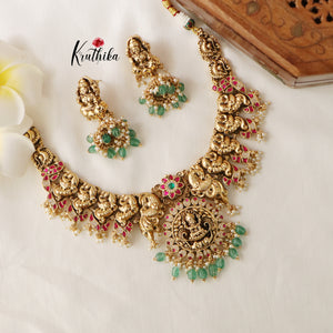 Premium Elegant Lakshmi Peacock Jadau Necklace NC1431