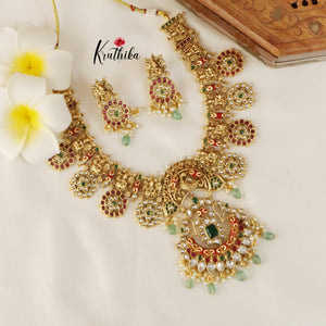 Elegant Lakshmi Peacock Kempu Necklace NC1490