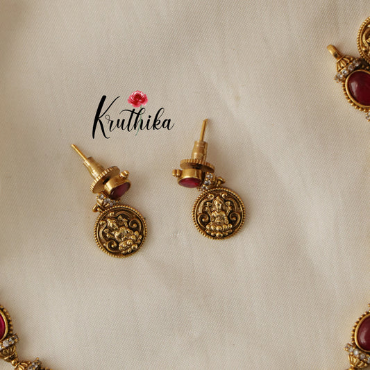 Pretty Lakshmi Coin Kempu Necklace NC1456( Available in 3 colours)