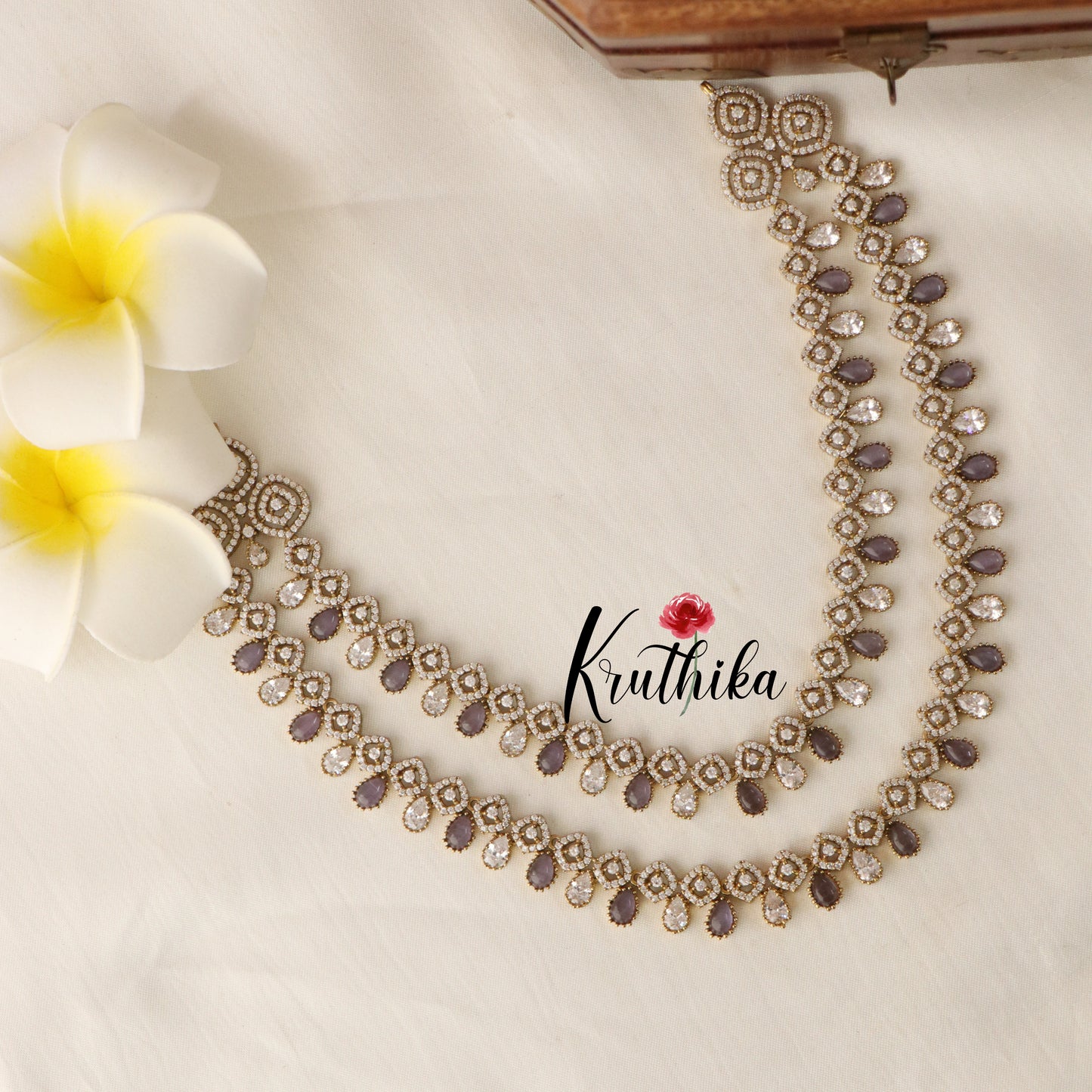 Beautiful Two Layer AD/Victorian Necklace NC1472 (Available in 3 Colours)