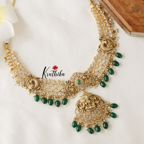 Pretty Lakshmi Peacock Cutwork Necklace ( Available in 2 colours) NC1434