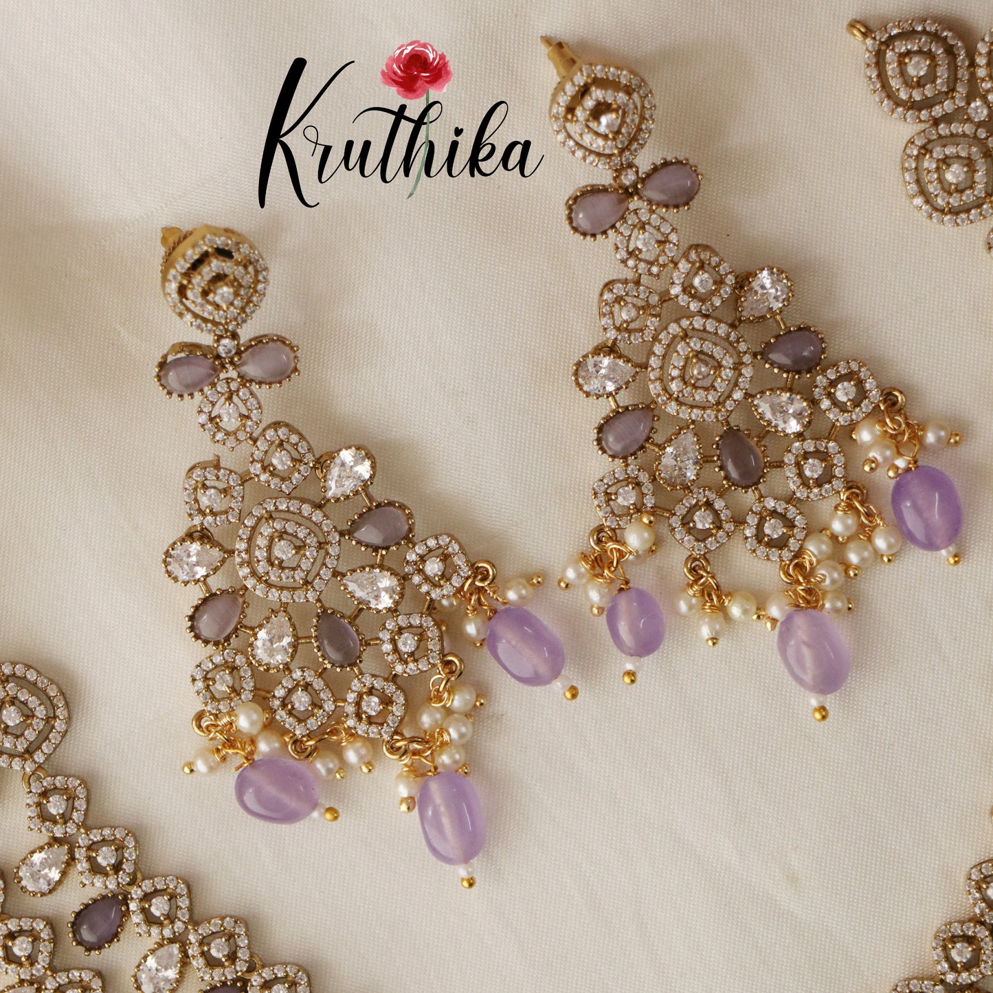 Beautiful Two Layer AD/Victorian Necklace NC1472 (Available in 3 Colours)