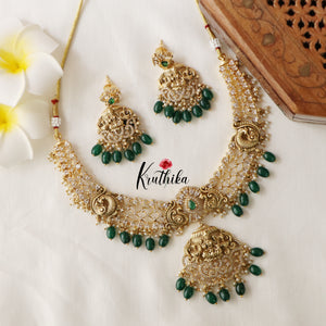 Pretty Lakshmi Peacock Cutwork Necklace ( Available in 2 colours) NC1434